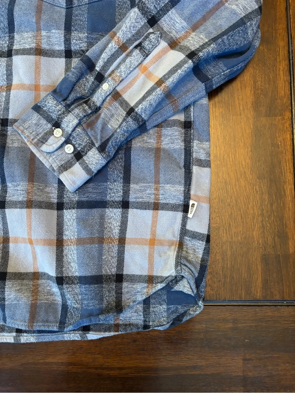 The North Face Men's Flannel Blue Plaid Button-Down Shirt 100% Cotton Warm XL